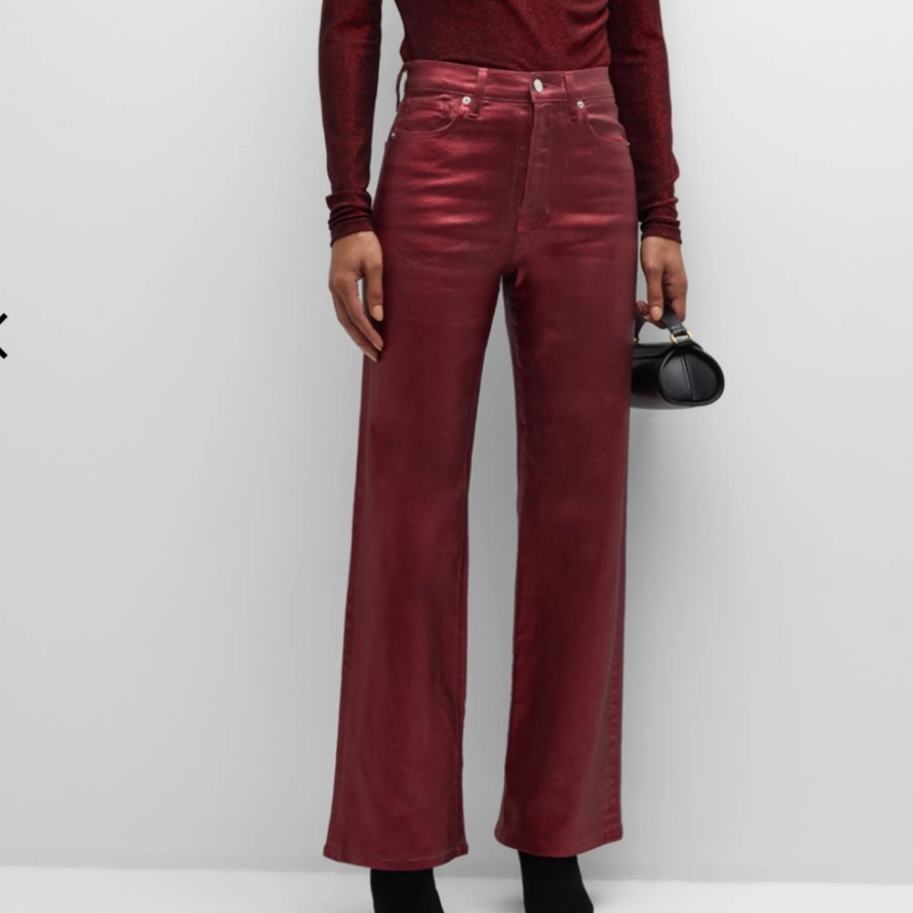 Veronica Beard Crosbie Wide-Leg Coated Jeans